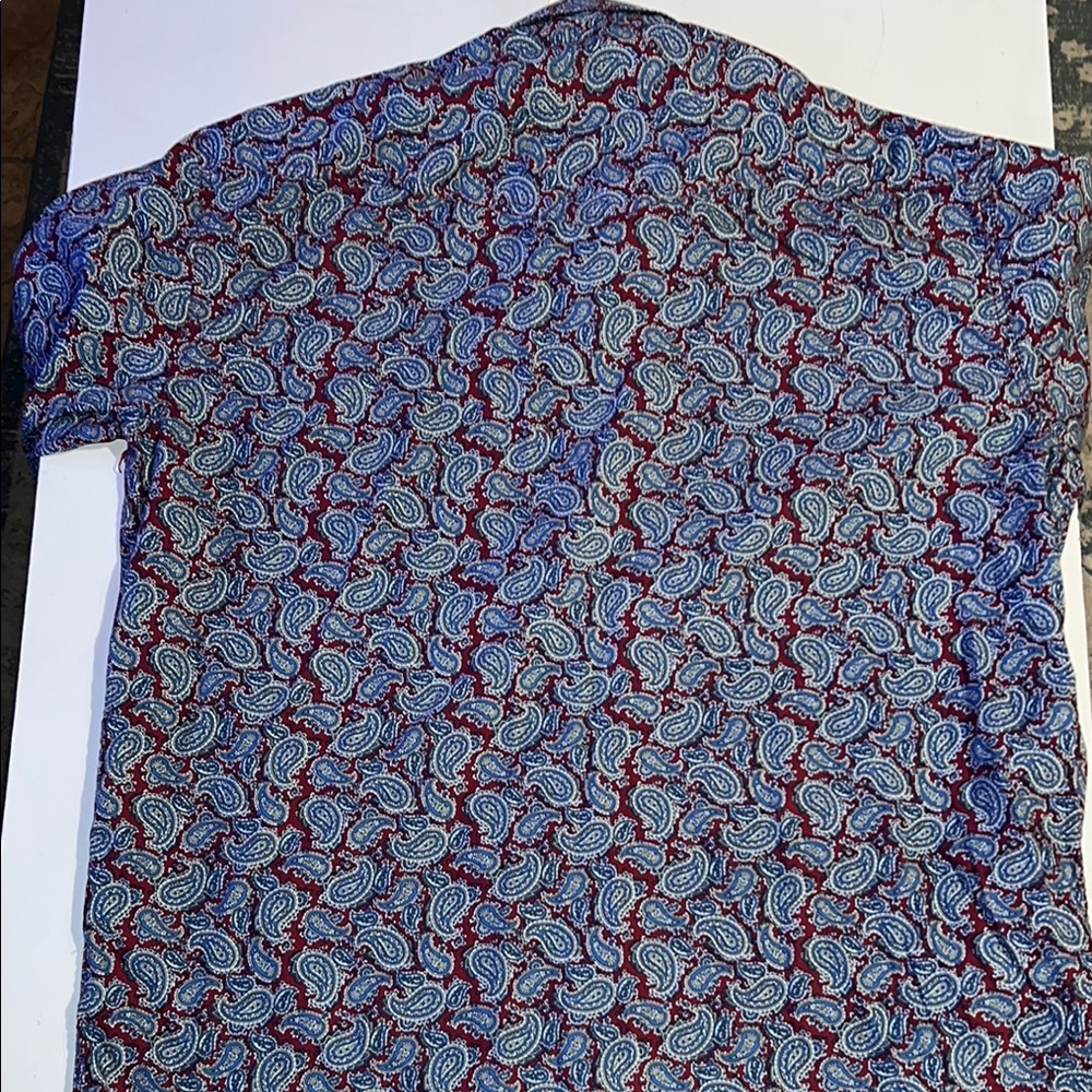 Roper Blue and Red Casual Button Down Shirt with Paisley Print pearl snap - Picture 7 of 7